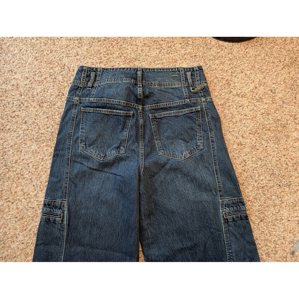 Habitual Women's Wide Leg Cargo Blue Denim Utility Pocket Jeans Size 12/31 - Picture 5 of 12